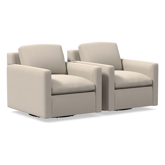 Marin Set of 2: Swivel Chair, Performance Velvet Sand
