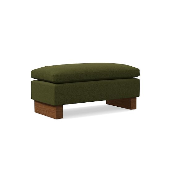 Harmony Twin Bench, Down, Distressed Velvet, Tarragon, Dark Walnut