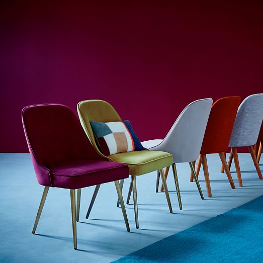 MidCentury Upholstered Dining Chair Velvet west elm