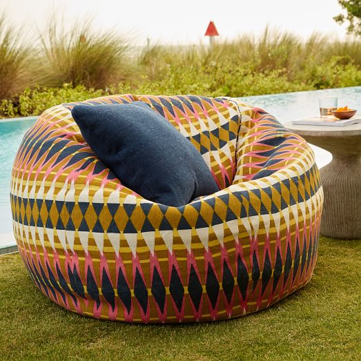 Outdoor Reflected Diamond Bean Bag Dandelion west elm