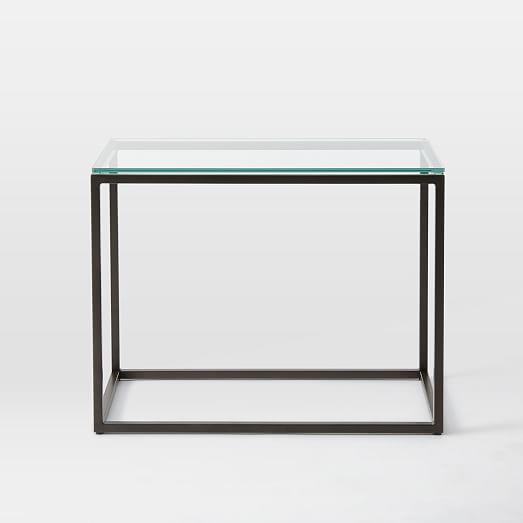 Box Frame Narrow Side Table Glass/Antique Bronze west elm