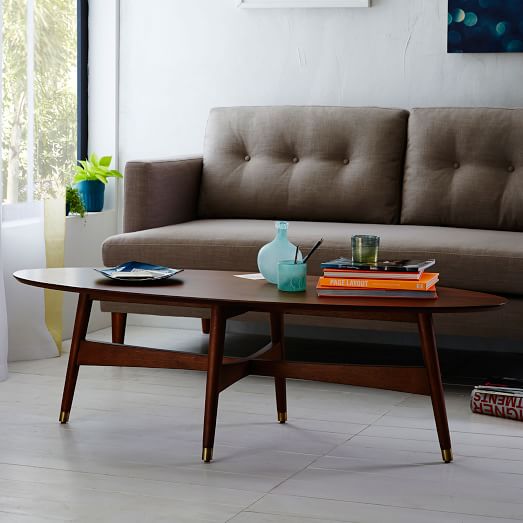 Reeve MidCentury Oval Coffee Table Pecan west elm