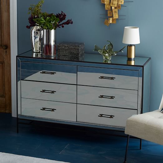 mirrored dresser drawer dressers furniture modern contemporary elm west drawers nightstands bedroom
