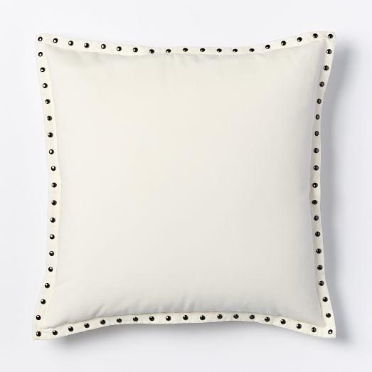 Studded Velvet Pillow Cover Ivory west elm
