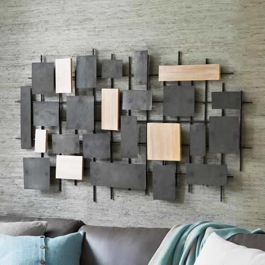 Hammered Metal + Wood Wall Art west elm