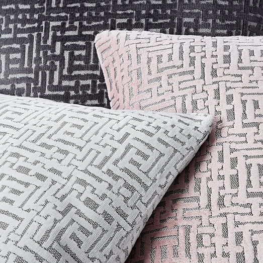 Allover Crosshatch Jacquard Velvet Pillow Cover Stone White west elm