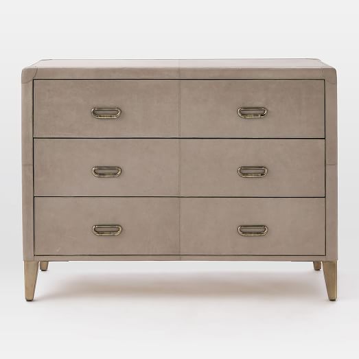 Atelier LeatherWrapped 3Drawer Dresser Gray west elm