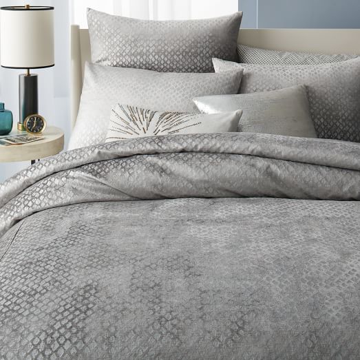 Cotton Luster Velvet Diamond Duvet Cover + Shams west elm
