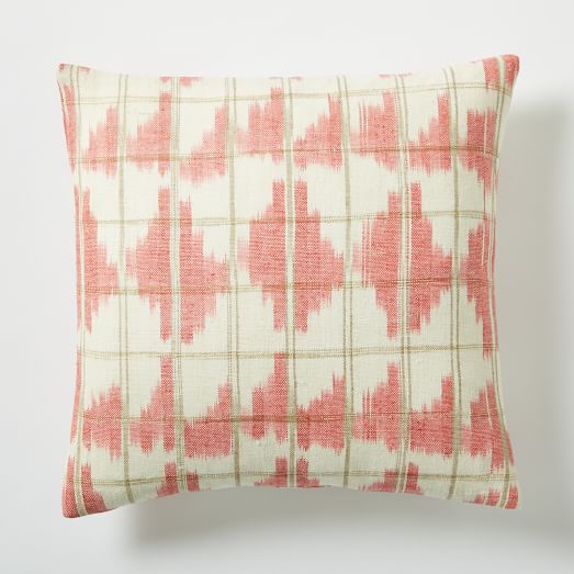 Ikat Grid Pillow Cover Poppy west elm