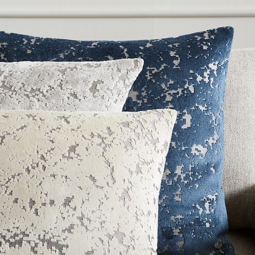 Jacquard Velvet Distressed Pillow Cover Platinum west elm