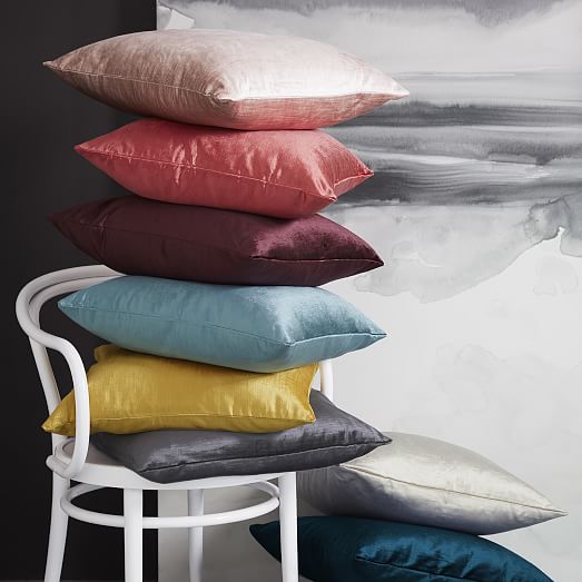 Cotton Luster Velvet Pillow Cover Poppy west elm