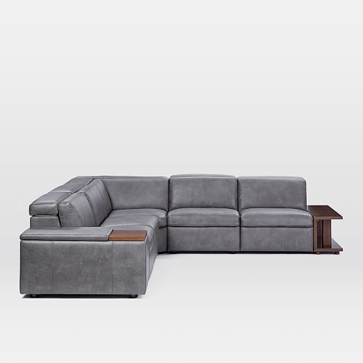 Enzo Leather Reclining 5Seater Sectional (Deluxe Arm) west elm