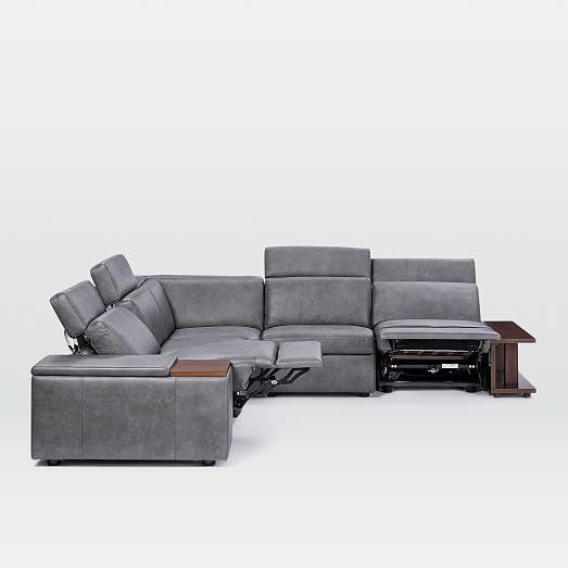 Enzo Leather Reclining 5Seater Sectional (Deluxe Arm) west elm