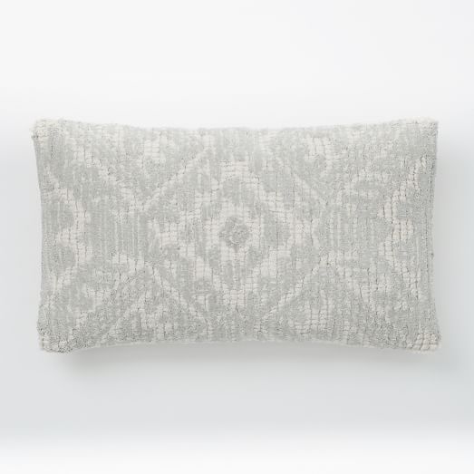 Diamond Medallion Cut Pile Pillow Cover Platinum west elm