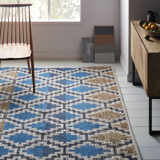 Stairstep Jute Rug Blue Lagoon west elm