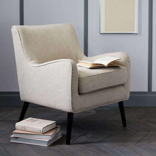 Book Nook Armchair Feather Gray (Retro Weave) west elm