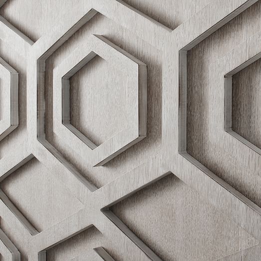 Whitewashed Wood Wall Art Hexagon west elm