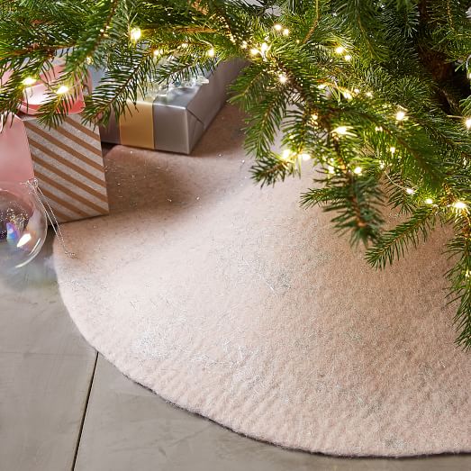 Felt Metallic Thread Tree Skirt Blush west elm
