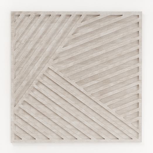Whitewashed Wood Wall Art Overlapping Lines west elm
