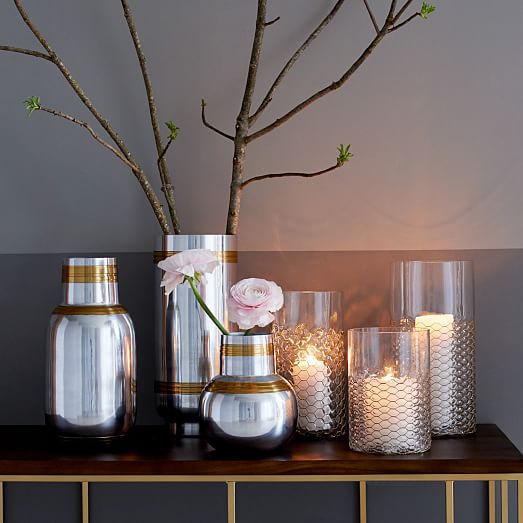 Mixed Metal Etched Vases west elm