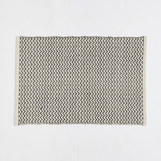 Skinny Mini Chevron Jute Rug Black west elm
