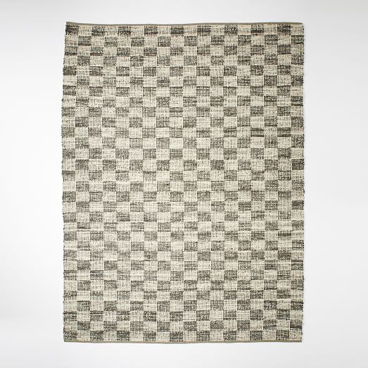 Checkerboard Flatweave Wool Rug Natural Gray west elm