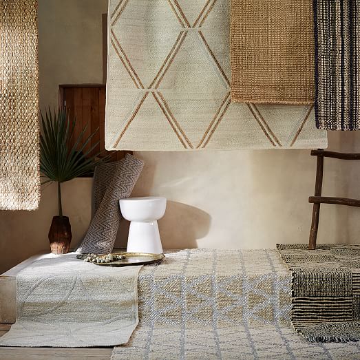Jute Chenille Herringbone Rug Natural/Platinum west elm