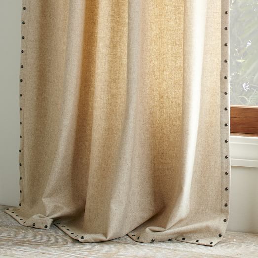 Studded Wool Curtain Heathered Oatmeal west elm