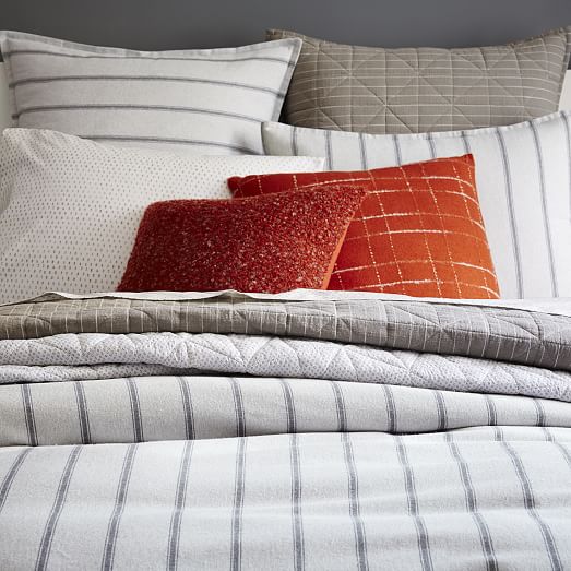 Flannel Stripe Duvet Cover + Shams Graphite Tuxedo Stripe west elm