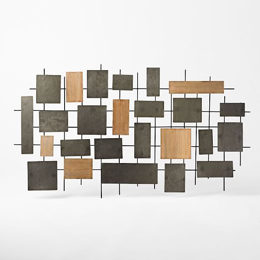 Hammered Metal + Wood Wall Art west elm