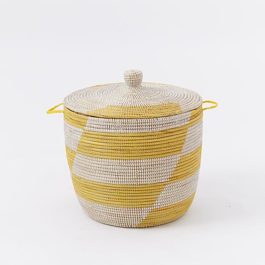 Alternating Stripes Oversized Baskets west elm