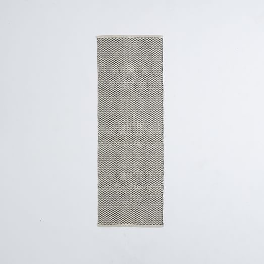 Skinny Mini Chevron Jute Rug Black west elm