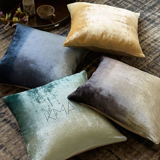 Ombre Velvet Pillow Cover Slate west elm