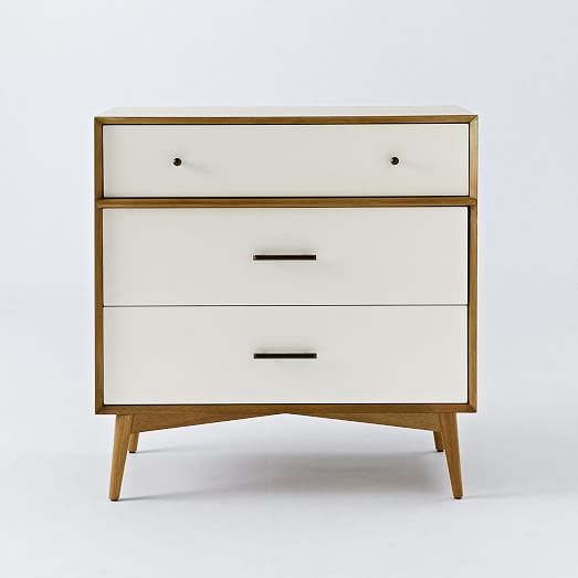 Mid-Century 3-Drawer Dresser - White + Acorn | west elm Free delivery and returns on ebay plus items for plus members.