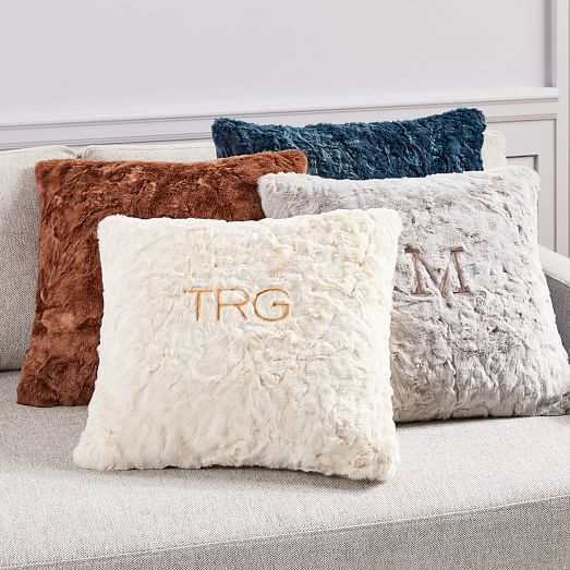 Faux Fur Arctic Pillow Cover Blue Teal west elm