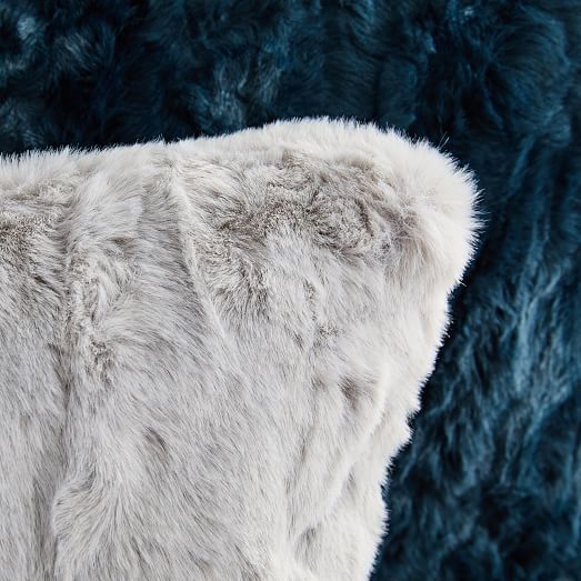 Faux Fur Arctic Pillow Cover Blue Teal west elm