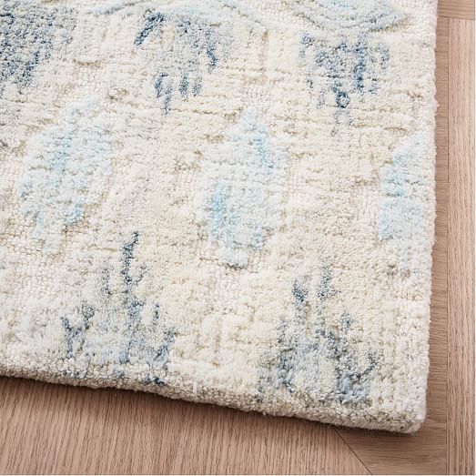 Textured Ikat Wool Rug Light Pool west elm