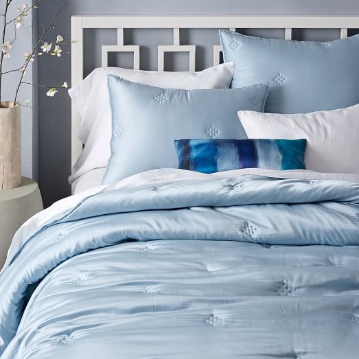 Washed Silk Quilt + Shams Moonstone west elm