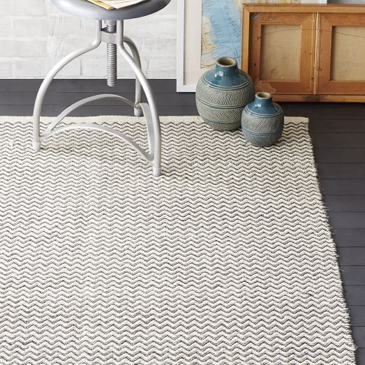 Skinny Mini Chevron Jute Rug Black west elm