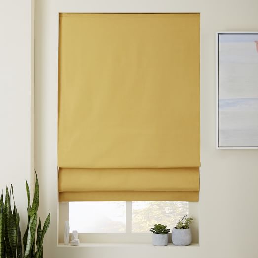 Linen/Cotton Roman Shade + Blackout Liner Horseradish west elm