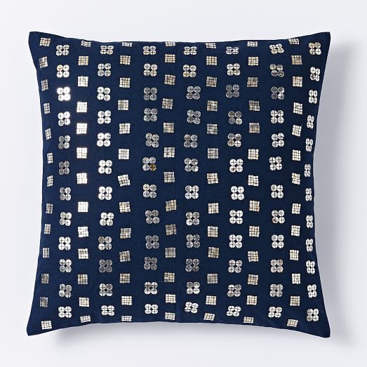 Sequined Grid Pillow Cover Nightshade west elm