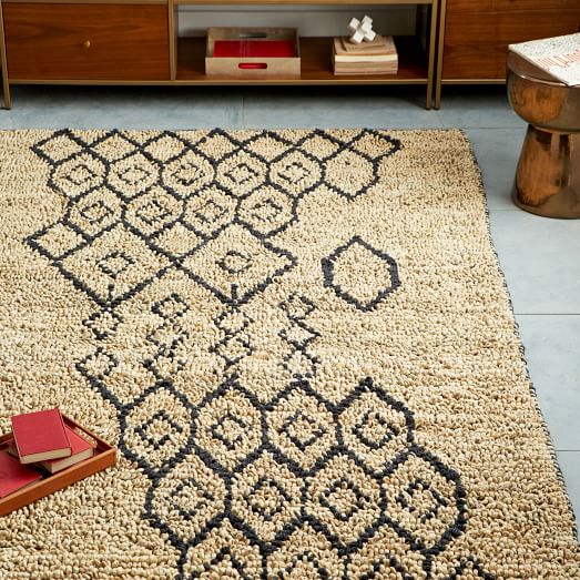 Geo Loop Jute Rug Ivory/Slate west elm