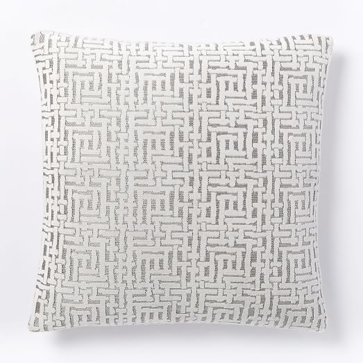Allover Crosshatch Jacquard Velvet Pillow Cover Stone White west elm
