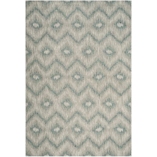 Diamond Chevron AllWeather Rug Gray/Blue west elm