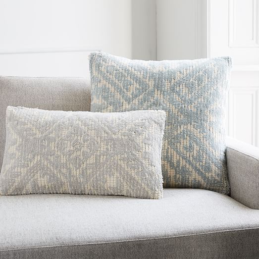 Diamond Medallion Cut Pile Pillow Cover Dusty Blue west elm