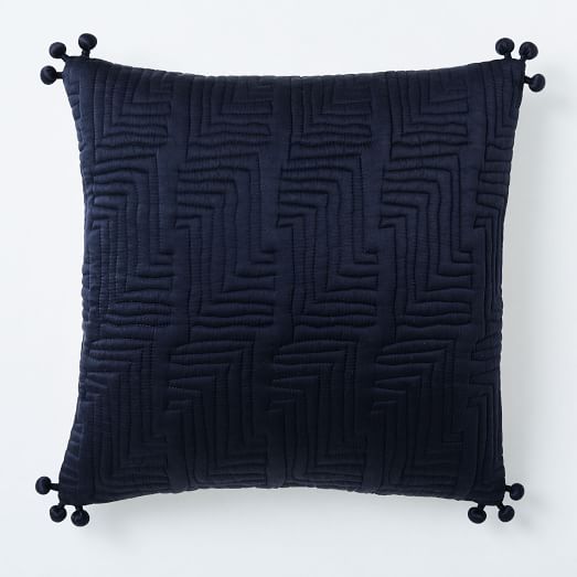 Washed Silk Quilted Pillow Cover Nightshade west elm