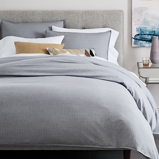 Organic Dobby Dot Duvet Cover + Shams Platinum west elm