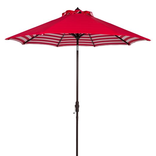 Striped Outdoor Umbrella Red + White west elm