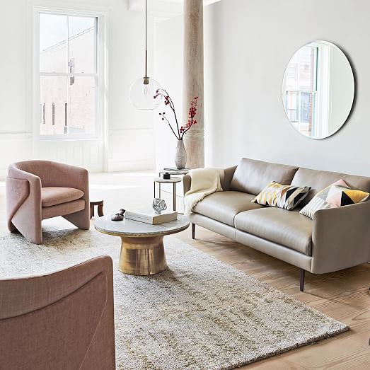 MarbleTopped Pedestal Coffee Table White Marble/Antique Brass west elm