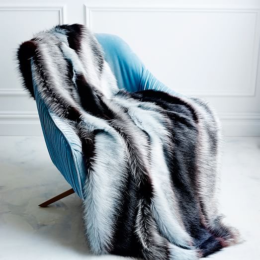 Faux Fur Bold Stripe Throw west elm